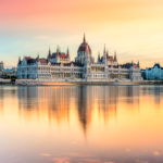 Hungarian Parliament at sunset, Budapest.